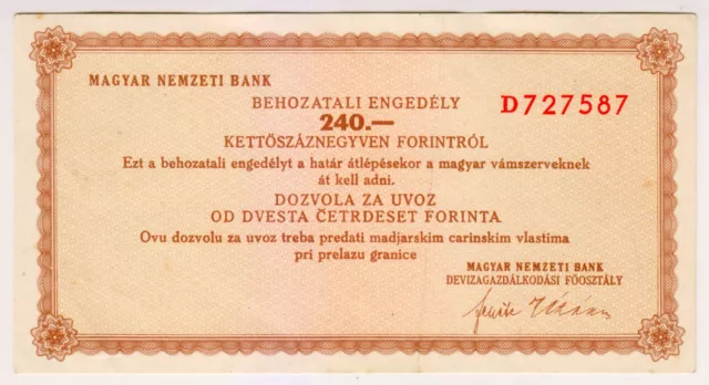 Hungary Nemzeti Bank 240 Forint D727587 Paper Money Banknotes Currency