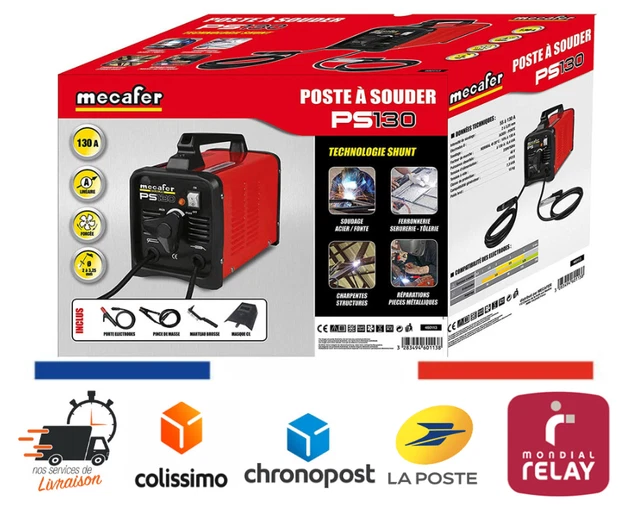 Poste à souder MMA Shunt Soudeuse à L'arc MECAFER 130A Soudure jusqu’à 3,25 mm