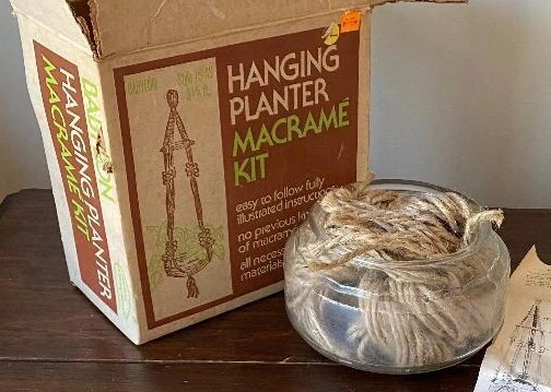 Vtg Babylon Hanging Planter Macrame Kit W/ Bowl Retro 1970's Original Box