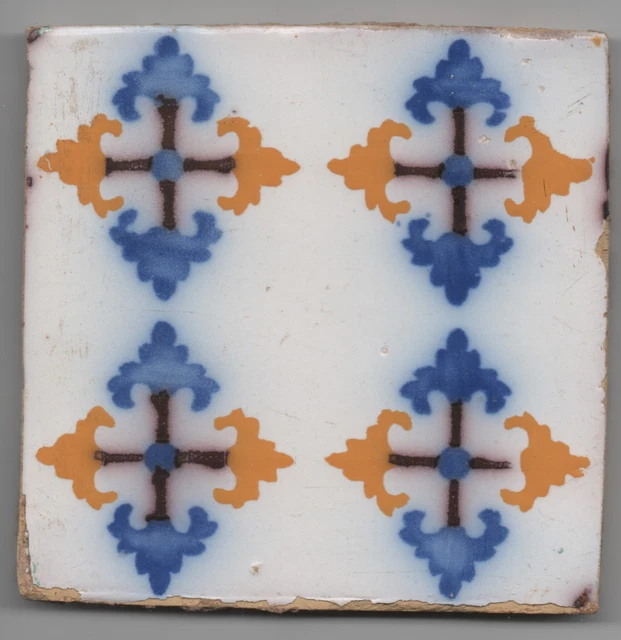 XRARE original antique tiles Ca1870 France Provecal Style Pas Calais w/yellow