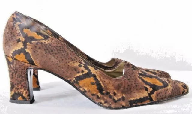 Sesto Meucci Italy Snakeskin Print Pointed Toe Heels Pumps shoes Women's 7 B 2