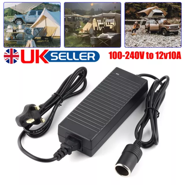 Mains To 12V 10A Power Supply AC to DC Adapter Car Cigarette Lighter Socket 240V