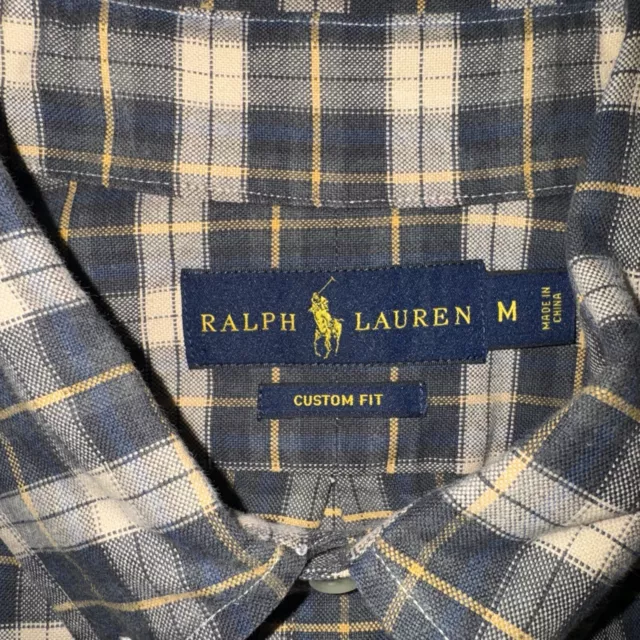 Ralph Lauren Shirt Mens Medium M Custom Fit Button Up Plaid