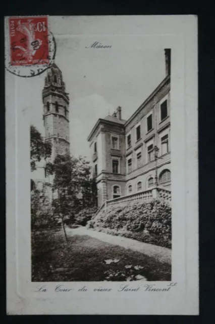 Carte Postale Ancienne 1909 MACON - La Cour du vieux Saint-Vincent