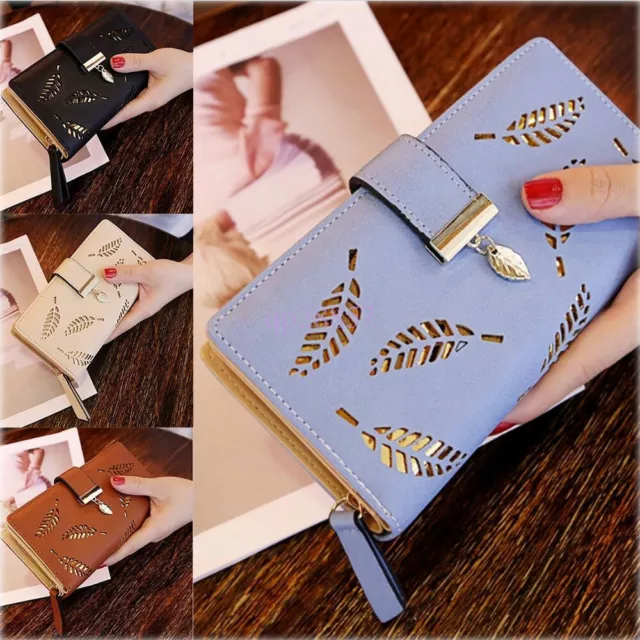 Women Lady Leather Wallet Hollow Handbag Long Card Holder Coin Clutch Purse Bag