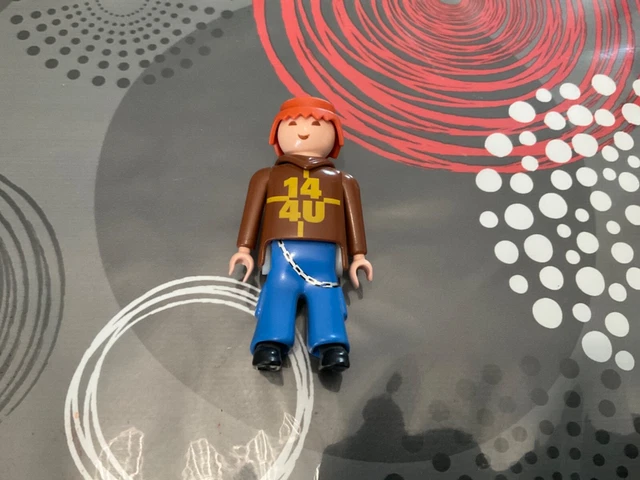 Personnage PLAYMOBIL Jeune Homme Habillé Marron Décontracté Tee-shirt - Occasion, 144U