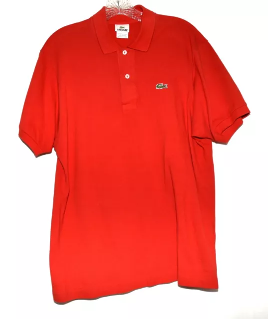Lacoste Mens 5 Classic Fit Big Croc Logo Red Cotton Polo Shirt Size L