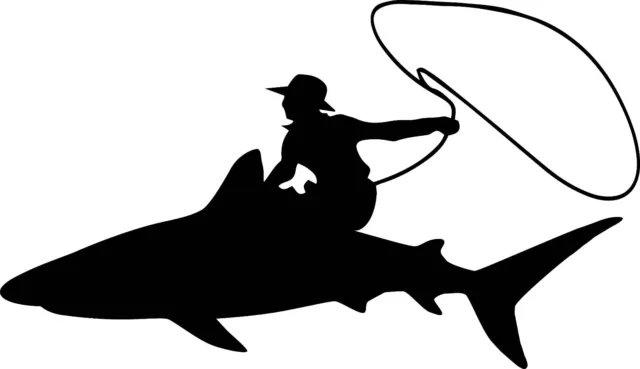 6" Rodeo Shark Decal Sticker Cowboy Western Ride Horse Yee Haw Mare Speshuls