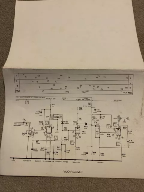 Murphy V420 TV Circuit Diagram (double sided), with waveforms and voltages.