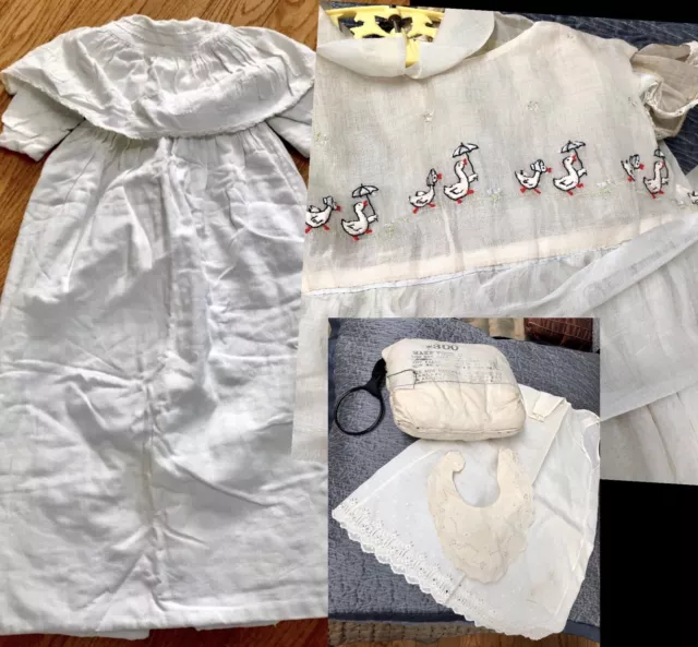 LOT 7Pc VTG Edwardian-1940s BABY CLOTHING-CHRISTENING COAT, ORGANDY PINAFORE+