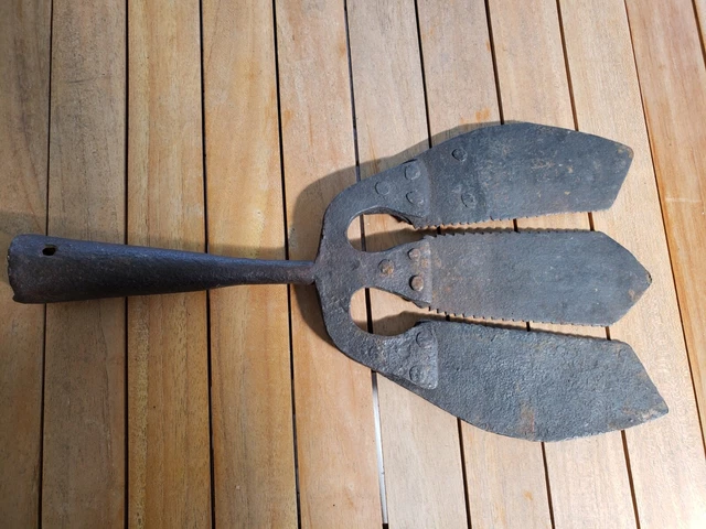 Antique French Hand-Forged Wrought Iron Eel Fork - 18th Century (1700s)