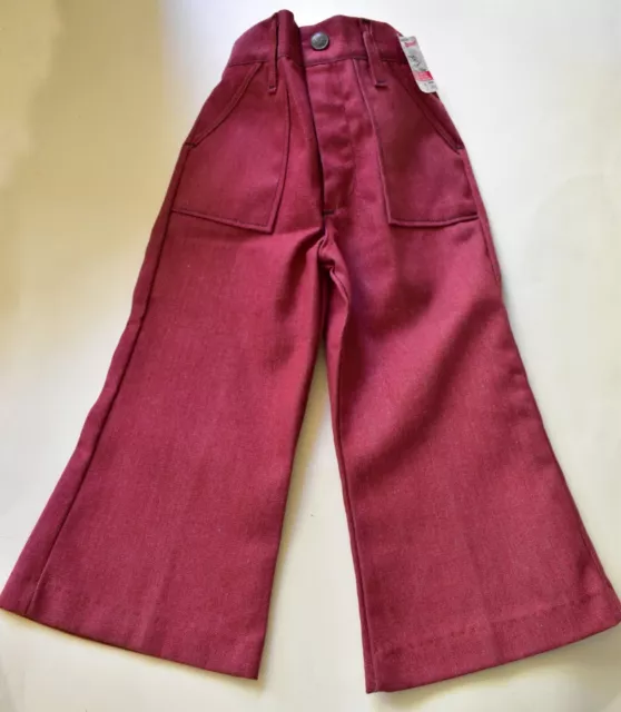 Pantaloni gambe larghe flares stivali gamba rossa denim nuovi con etichette vintage anni '60 anni '70 ragazzi ragazze 3