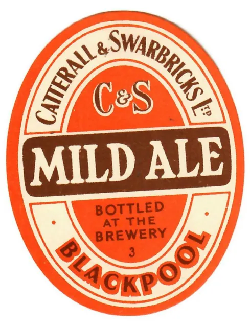 Beer Label: Catterall & Swarbricks, Blackpool. Mild Ale 77mm tall