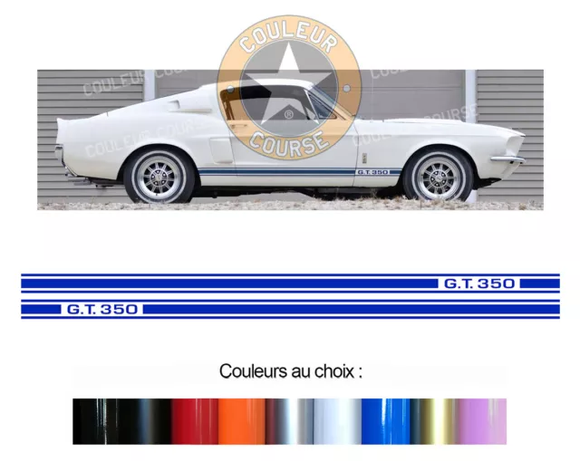 2 Bandes Bas De Caisse Pour Ford Mustang Gt350 Autocollant Sticker Auto Bd601-2