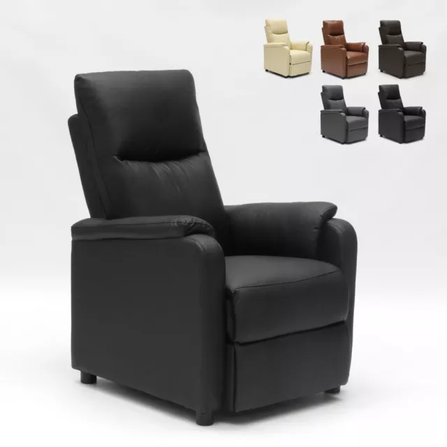 Fauteuil relax inclinable avec repose-pieds en similicuir Giulia