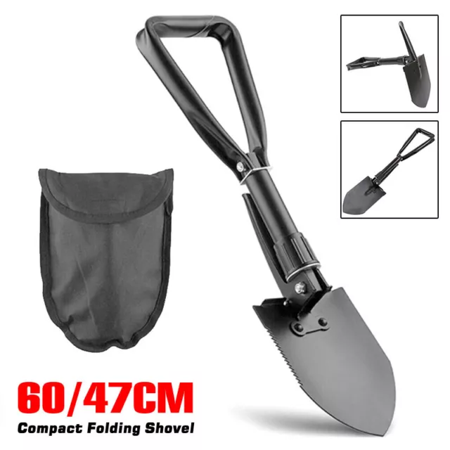 Folding Metal Shovel With Pick Spade Camping Garden Digging Beach Emergency Tool