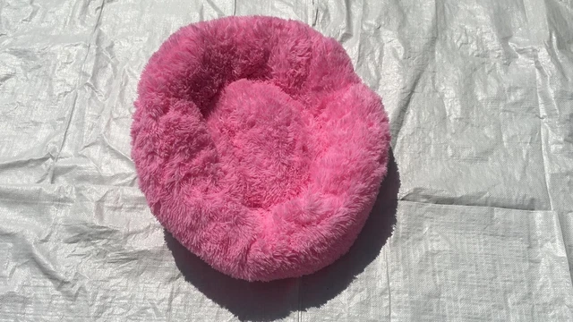 Donut Plush Pet Dog Cat Bed Fluffy Soft Warm Calming Bed Sleeping Kennel Nest