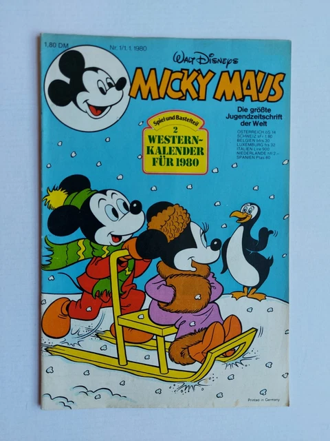 Ehapa - Micky Maus Nr. 1 / 01.01.1980 / Top Zustand / Z1- (mit Beilage)