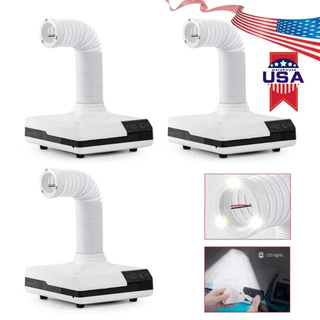 3 x Portable Nail Dental Lab 3 LED Desktop Dust Collector Extractor Machine 60W