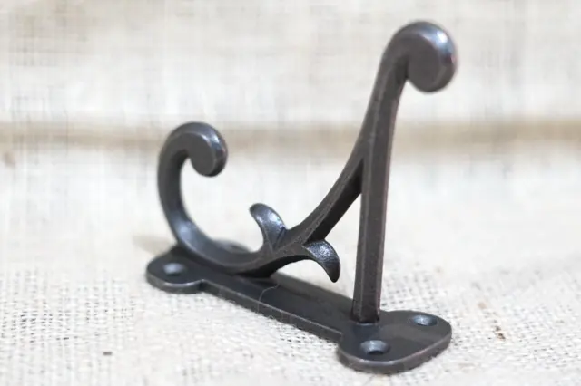 6 Coat Hooks Antique Style Cast Iron 4.5" Wall Double Restoration Industrial 3