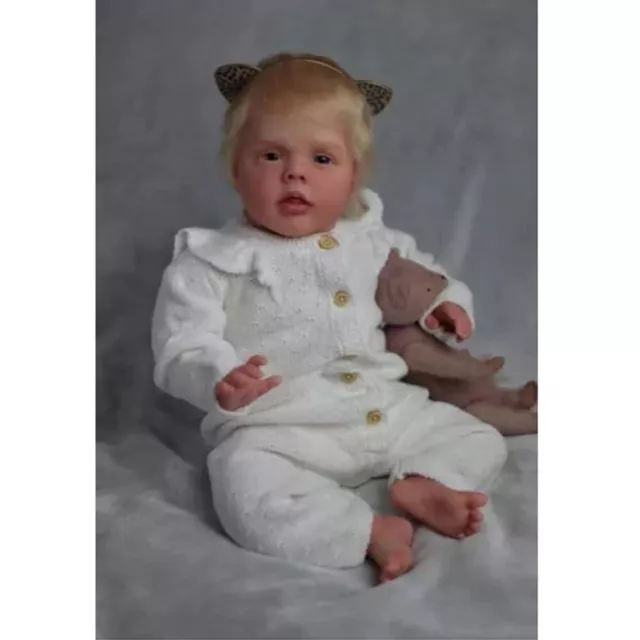 22 Inch Finished Reborn Baby Dolls Girl Short Yellow Hair Newborn Baby Doll Gift