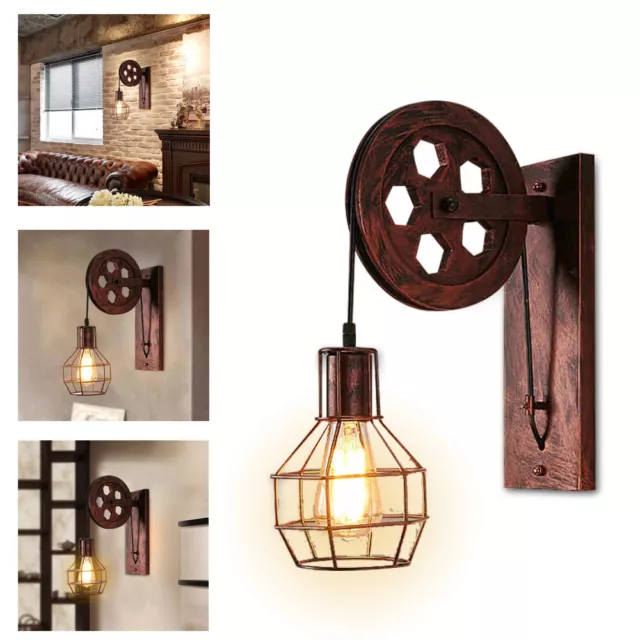 Lampada da parete retrò legno lampada da parete lampada industriale esterna lanterna luce E27 vintage