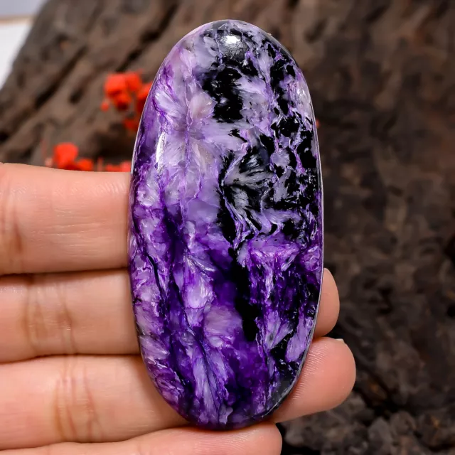 173.00 Cts. Natural Brilliant Charoite Oval 67X32X9 MM Cabochon Loose Gemstone