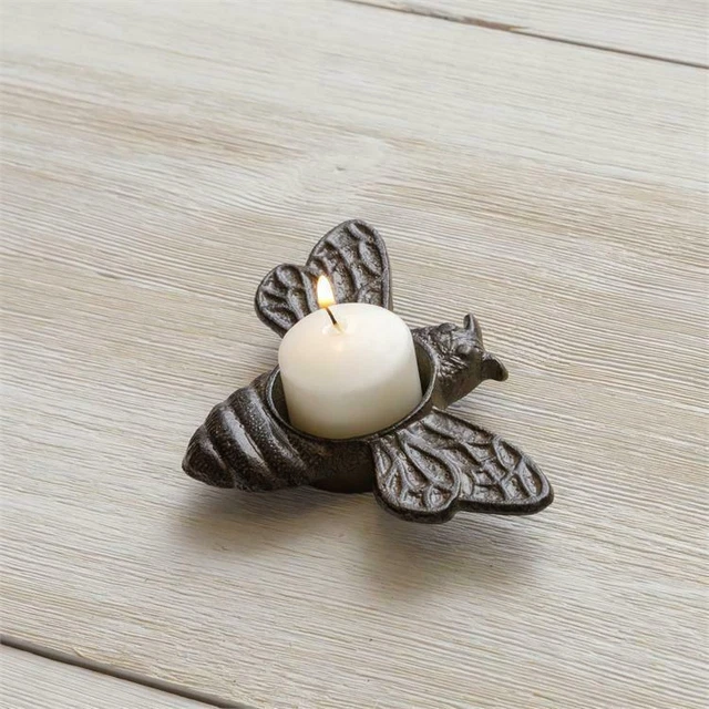 Primitive Farmhouse Cast Iron Bee Votive Holder