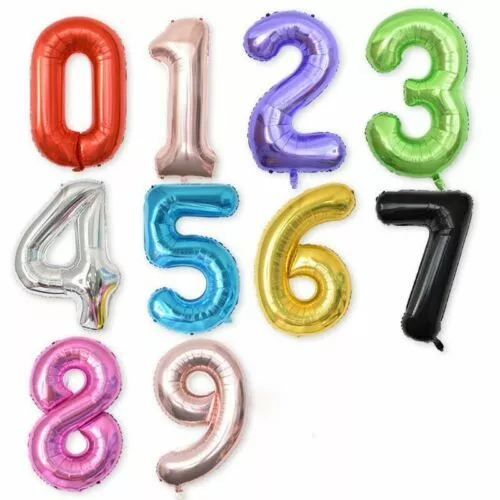 Foil Gold 40" Balloons Number Float Balloon Large Silver Helium Red Black Letter
