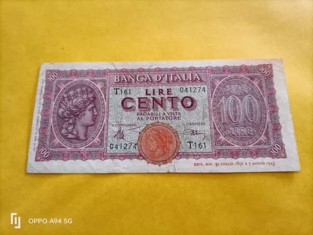 Lugotenenza  100 Lire Italia Turrita 10-12-1944 No Fds No Lotto