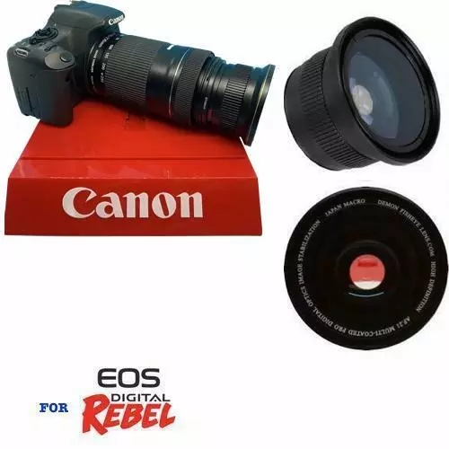 Wide Angle Lens + Macro Lens For Canon Efs 55-250Mm F4-5.6 Stm Lens Eos Rebel