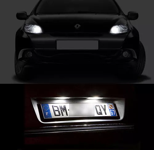 4 ampoules à LED veilleuses + feux de plaque  blanc pour Renault Clio 3 ph 1