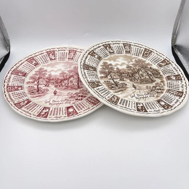 VINTAGE ALFRED MEAKIN Staffordshire China Plates Zodiac Calendar 1974