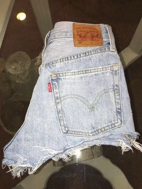501 Levi's Jean Shorts Cut Off High Waist 1980's Vintage, S, 27 in