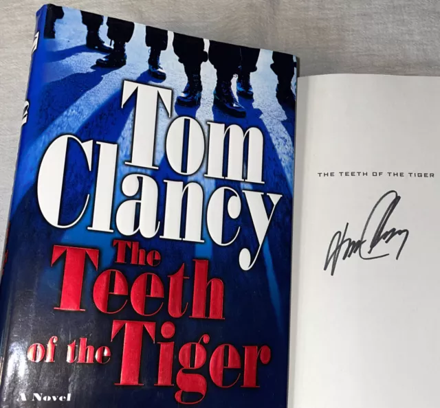 SIGNED The Teeth Of The Tiger Book Tom Clancy First Editio Print HC DJ Jack Ryan