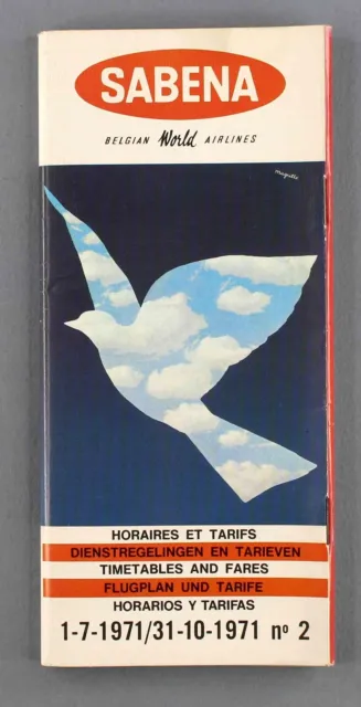 Sabena Timetable Summer July 1971 Airline Schedule No.2 Route Map