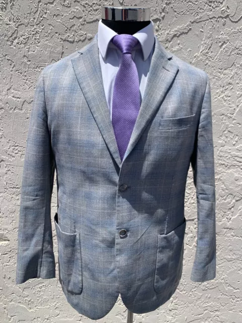 ⭐️ Luigi Bianchi Mantova Windowpane  Sport Coat Fits 40 / 50 Regular 40R