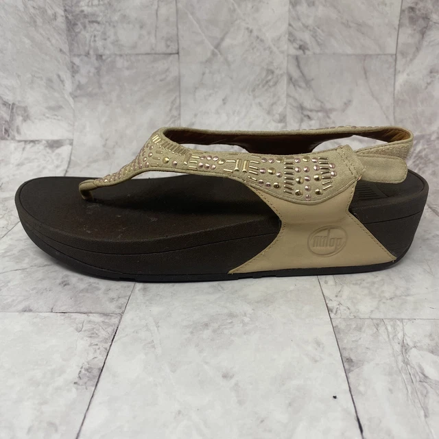 Fitflop Women's Aztek Chada Beige Thong Post Slip On Sandals Size 7 M Fit Flop