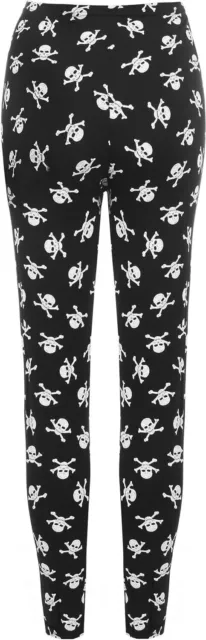 Ladies Full Length Skull & Bone Print Leggings Stretchy Halloween Ankle Pants