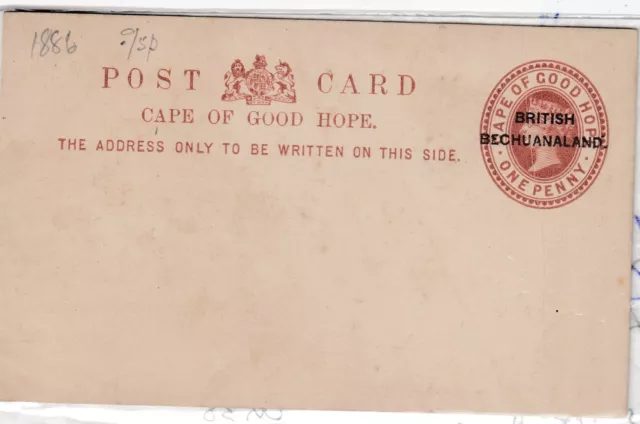 British Bechuanaland QV 1886 1d O/P Postal Stationery Card J2306