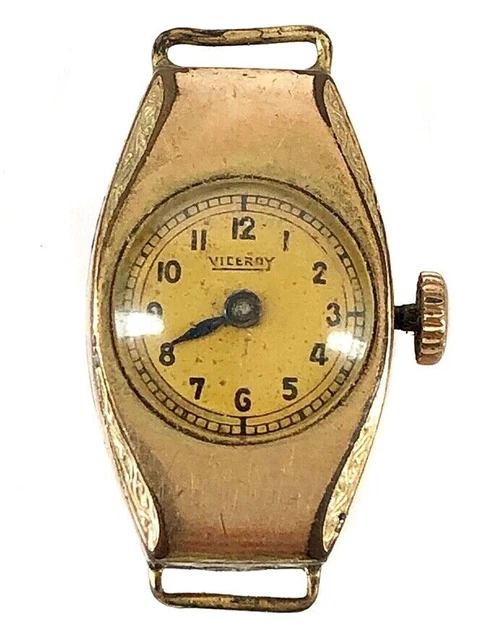 Vintage Ladies Viceroy Art Deco Swiss 15 Jewel Gold Plated Handley Case Watch