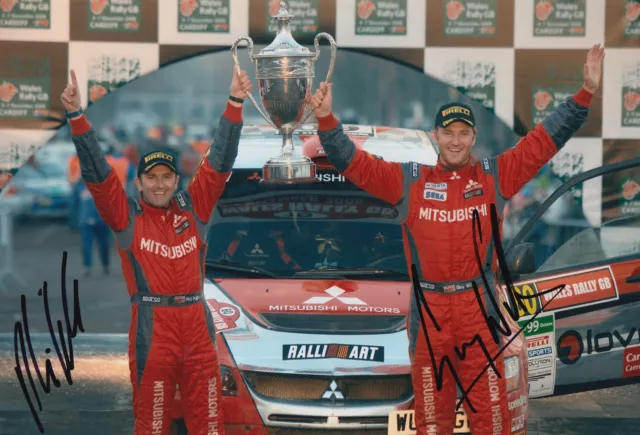 Guy Wilks and Phil Pugh Hand Signed 12x8 Photo Mitsubishi Rally.