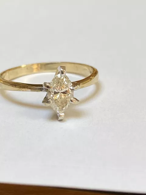 Marquise Cut Diamond Engagement Ring 14K Yellow Gold Size 8 . SI2