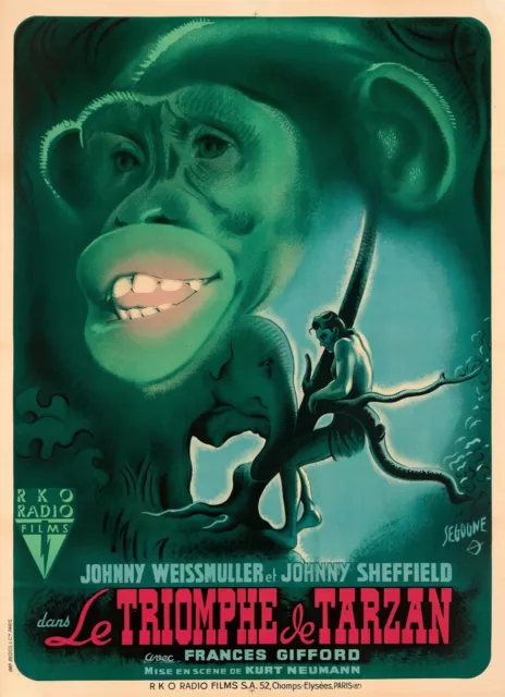 LE TRIOMPHE DE TARZAN, J. WEISSMULLER, repro affiche cinéma (40x60 cm), HQ