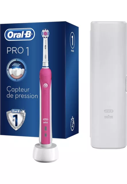 Oral-B Pro 1  750 Braun Brosse À Dents Électrique Rose Avec Étui. Neuf