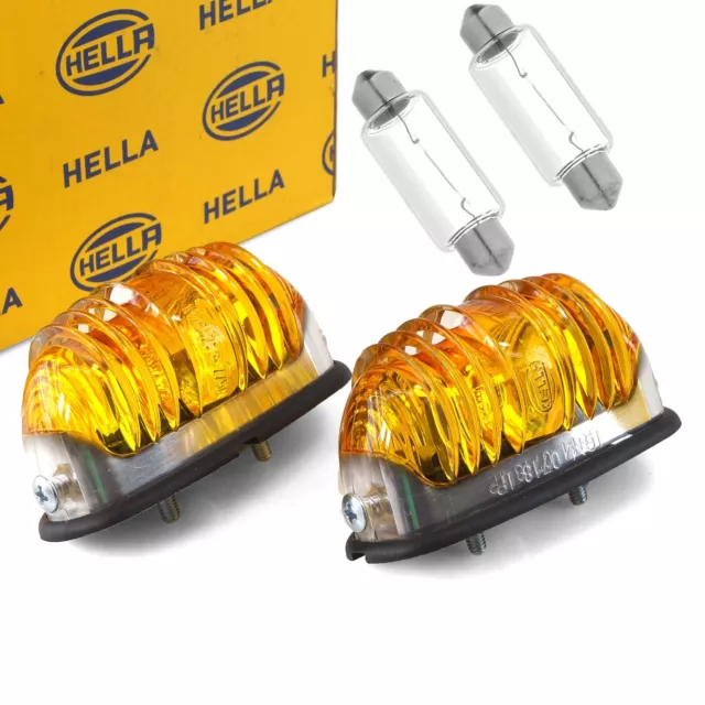 2x Hella Clignotants Chrome Gauche Droite Clignotant 12V K (18W) + Ampoules