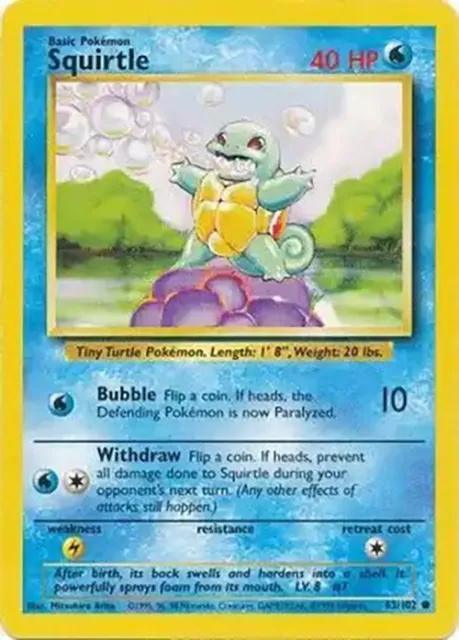 Squirtle - 63/102 - Common - Base Set - Unlimited - Pokemon - MP+