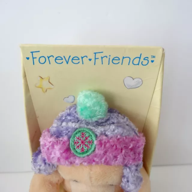 Forever Friends Mini / Small Bear Plush Hallmark Sitting (Winter Purple Hat) 2