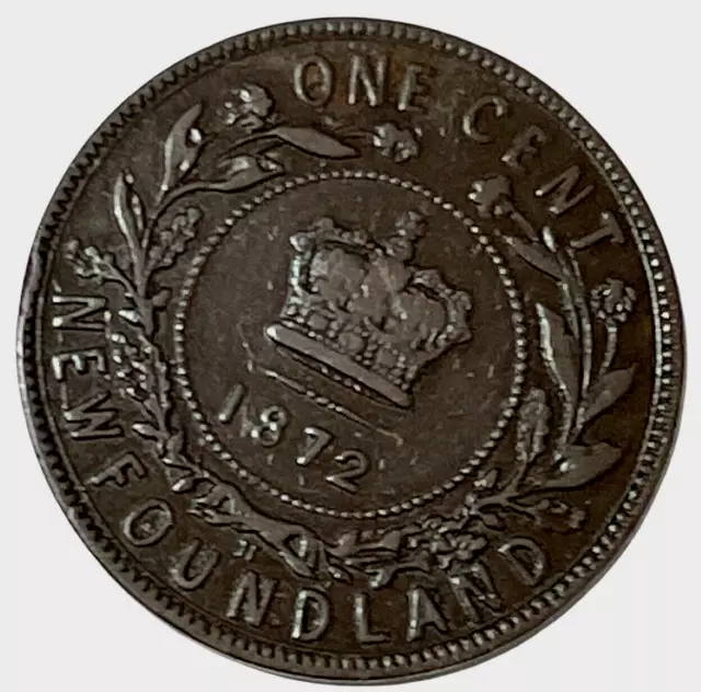 1872-H Newfoundland Canadian Large One Cent 1c Coin Canada KM# 1 Lot A5-406