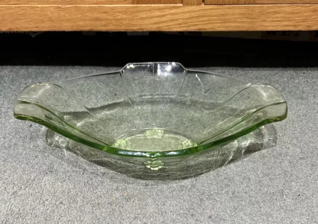 Vintage 1930’s Art Deco Sowerby Green Pressed Glass Bowl